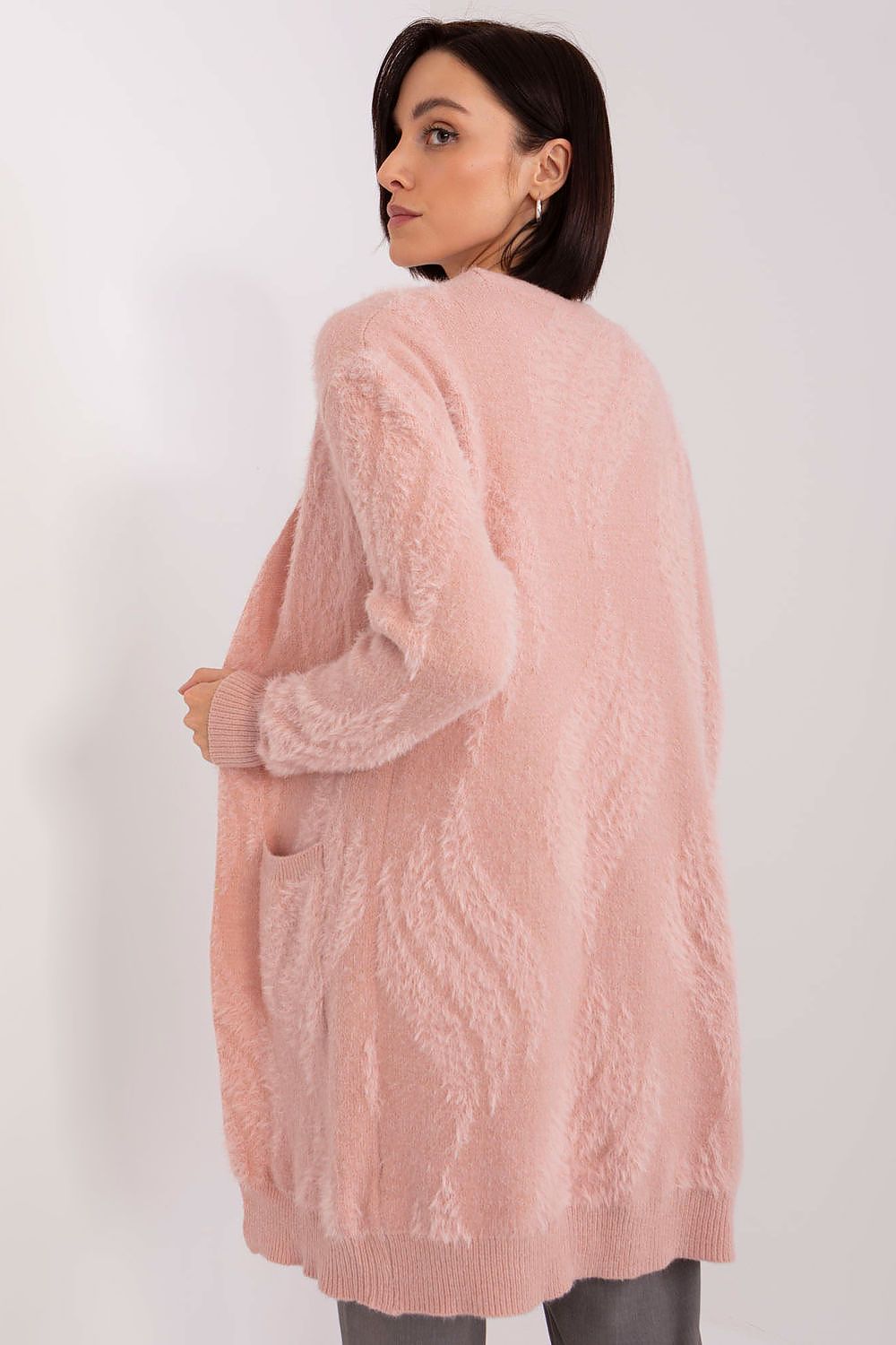 Luxurious Long Sleeve Bedspread Cardigan with Pockets in Variegated Fabric for Everyday Comfort