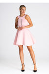 Elegant Figl Cocktail Dress with Fitted Top, Transparent Neckline and Flared Skirt