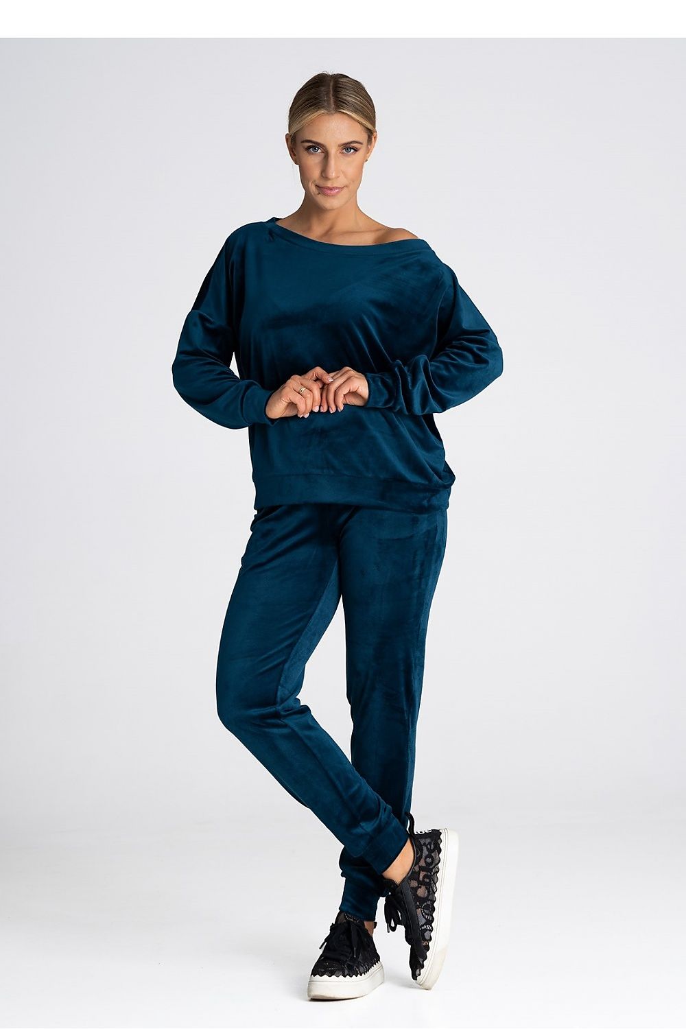 Luxury Velour Tracksuit Trousers with Elastic Waistband and Pockets by Figl