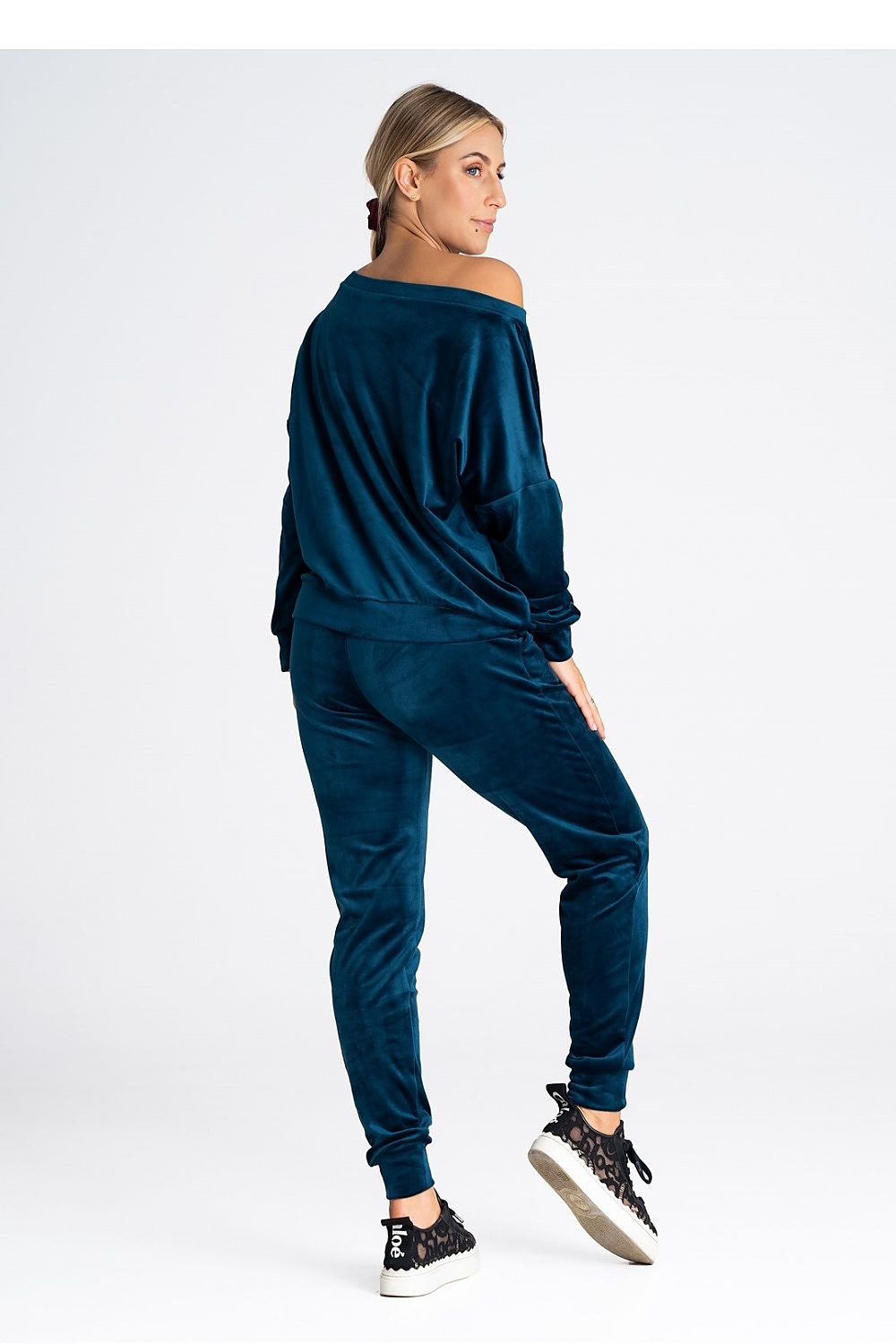 Luxury Velour Tracksuit Trousers with Elastic Waistband and Pockets by Figl