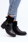 Women's Crinkle Ankle Boots with Eco Leather, Faux Fur Lining & Sequined Detail - 4 cm Heel