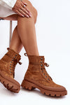 Women's Eco-Suede Trapper Shoes with Thick Sole and Insulated Lining for Autumn-Winter Style
