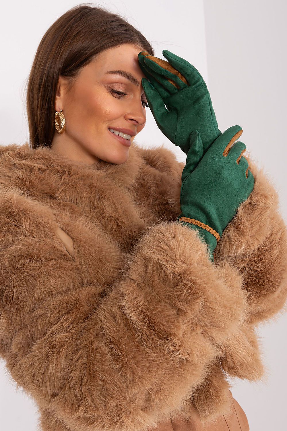 Elegant Women's Touchscreen Gloves with Braided Wrist Straps and Embroidered Flower Detail