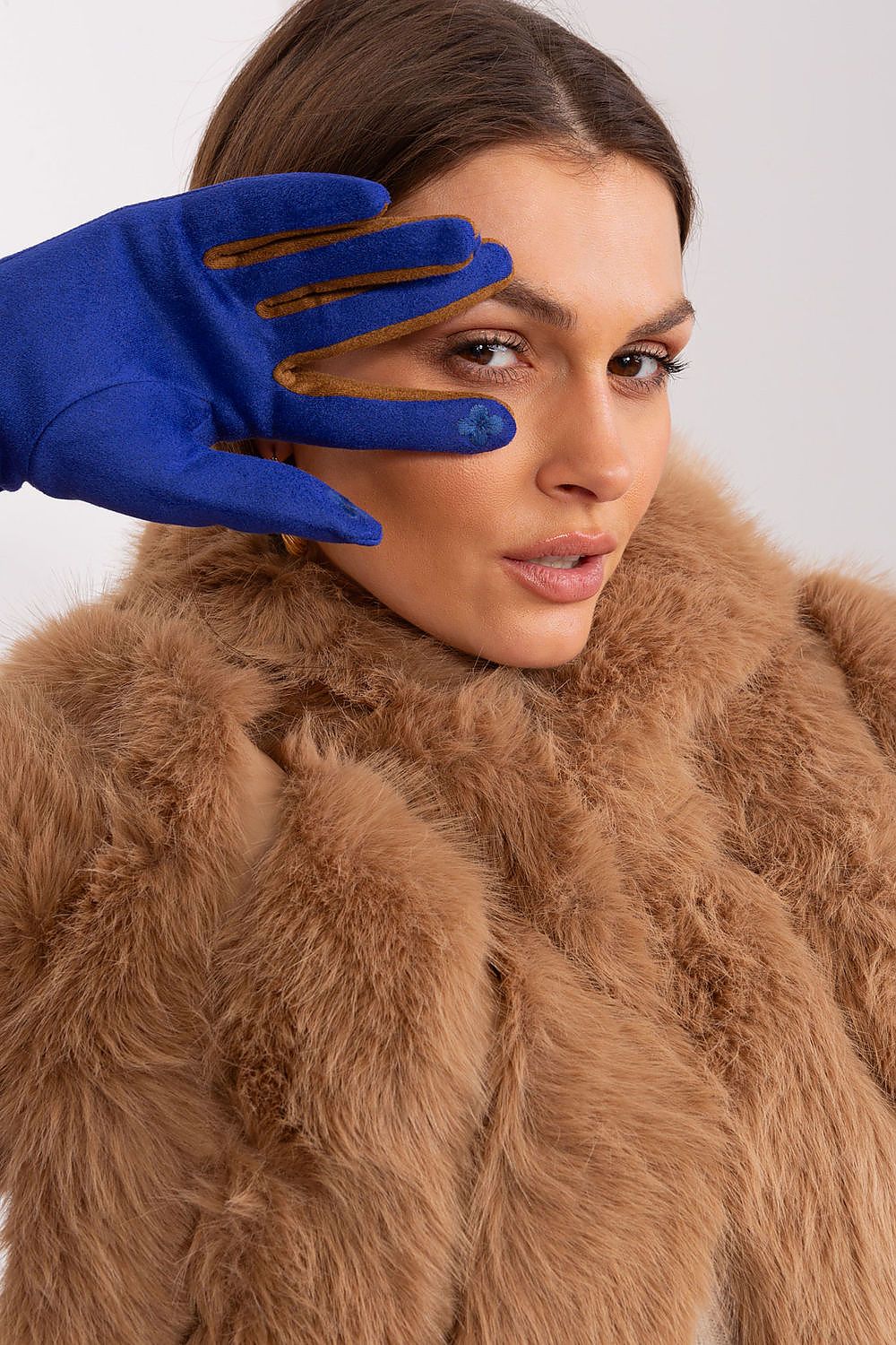 Elegant Women's Touchscreen Gloves with Braided Wrist Straps and Embroidered Flower Detail