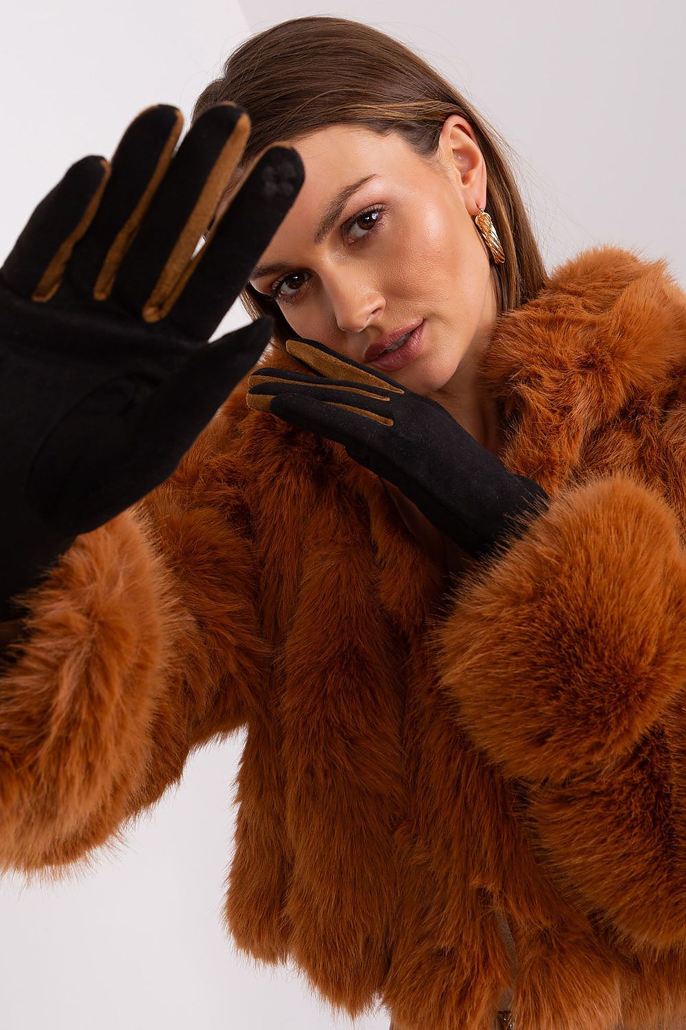 Elegant Women's Touchscreen Gloves with Braided Wrist Straps and Embroidered Flower Detail