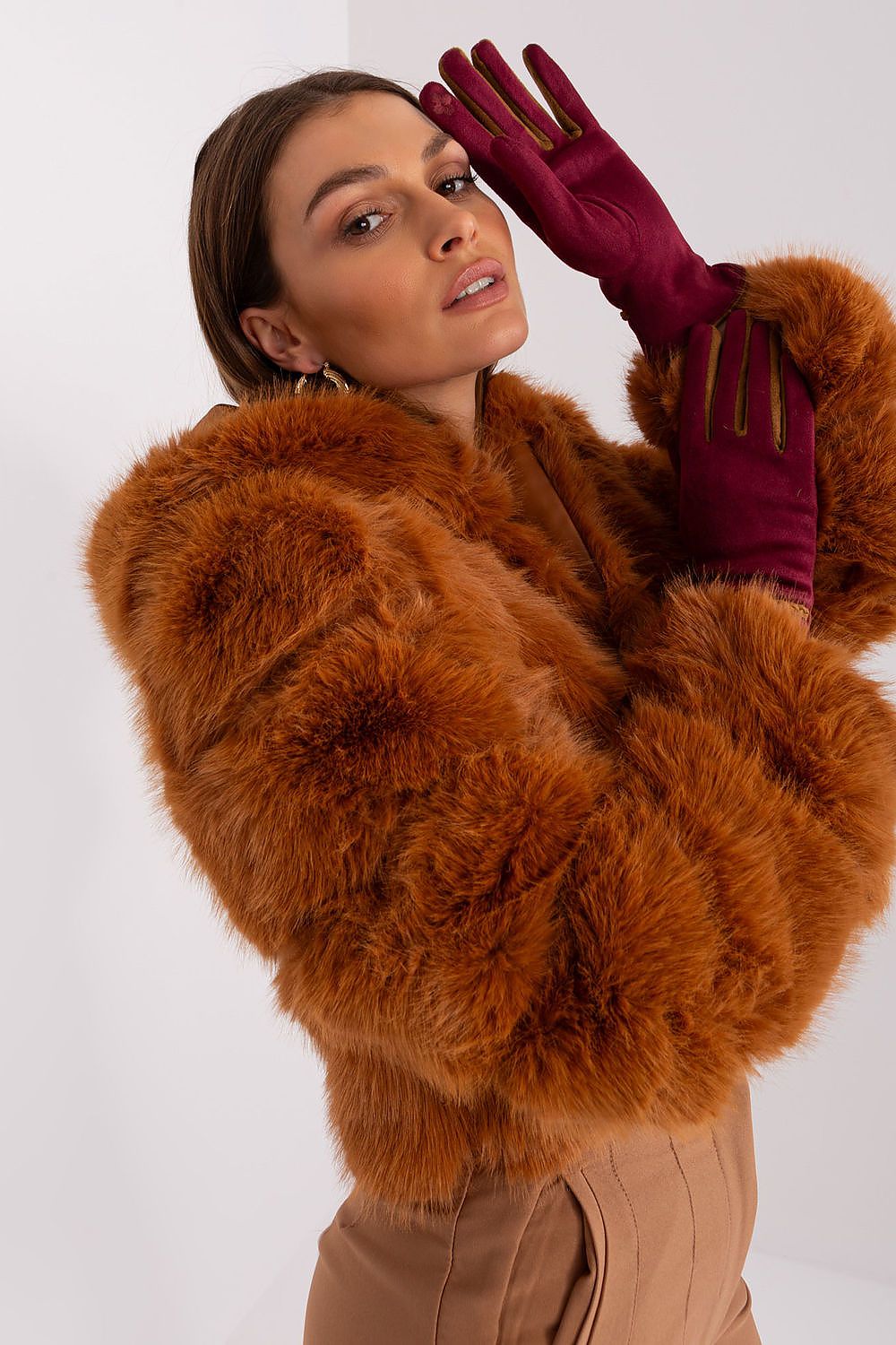 Elegant Women's Touchscreen Gloves with Braided Wrist Straps and Embroidered Flower Detail
