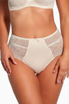 Elegant Bella Misteria High Waisted Brazilian Panties with Lace and Bow Detail