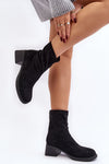 Women's Eco-Suede Slip-On Ankle Boots with 5Cm Low Block Heel - Elegant Autumn Style
