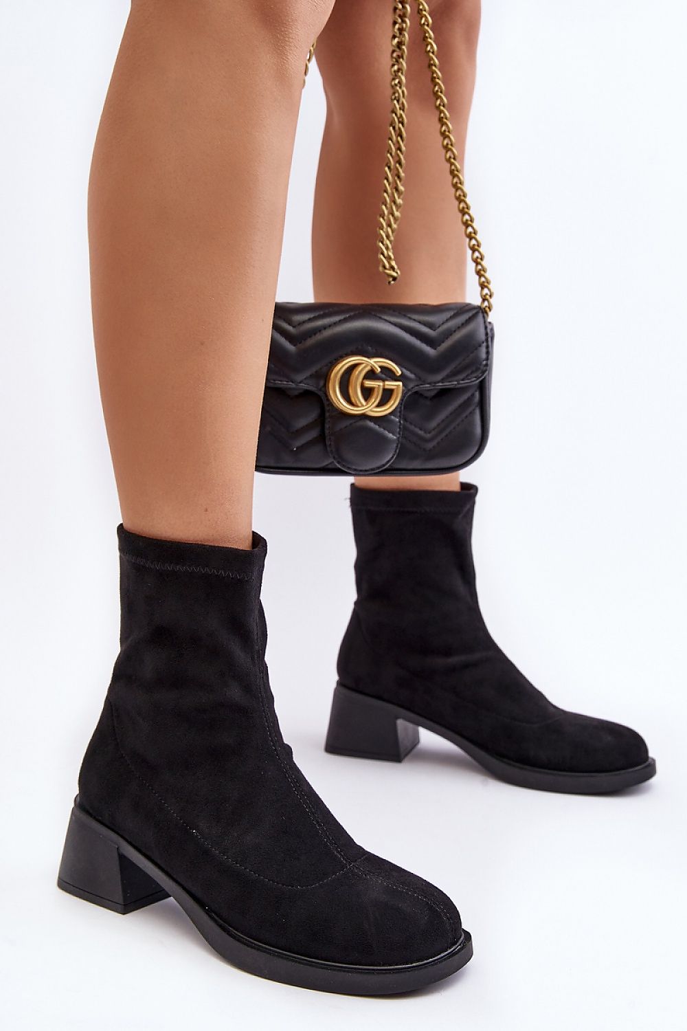 Women's Eco-Suede Slip-On Ankle Boots with 5Cm Low Block Heel - Elegant Autumn Style