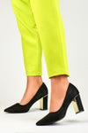 Elegant PRIMO Black Eco-Suede Block Heel Pumps with 8 cm Stiletto for All Occasions
