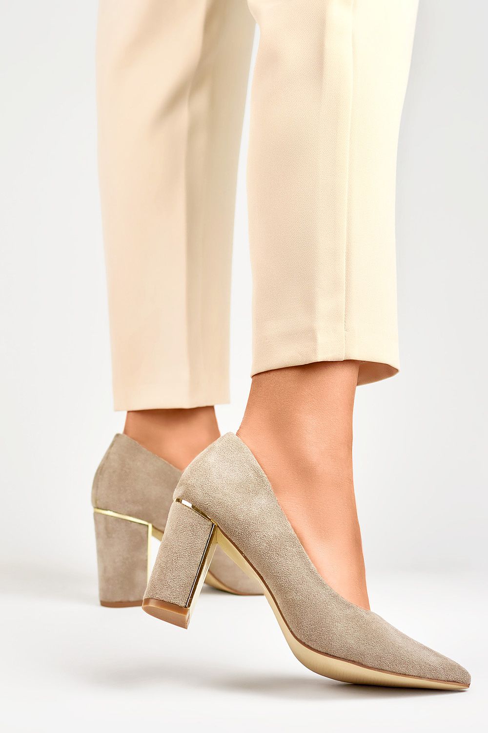 Elegant PRIMO Black Eco-Suede Block Heel Pumps with 8 cm Stiletto for All Occasions