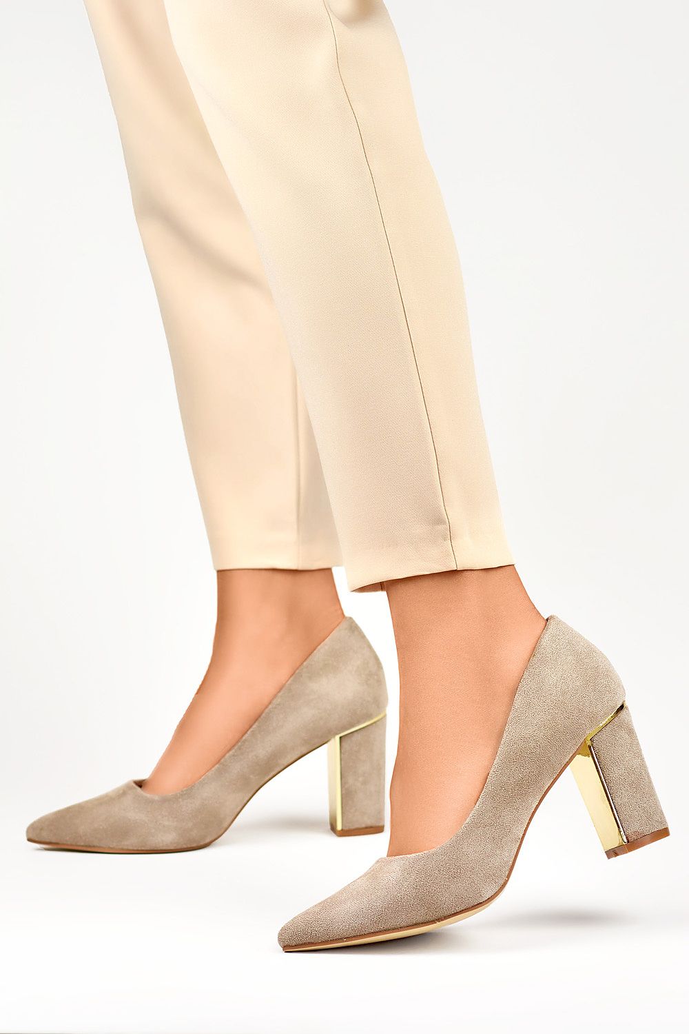 Elegant PRIMO Black Eco-Suede Block Heel Pumps with 8 cm Stiletto for All Occasions