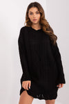Elegant Midi Daydress In Unique Textured Fabric With Long Sleeves By Rue Paris