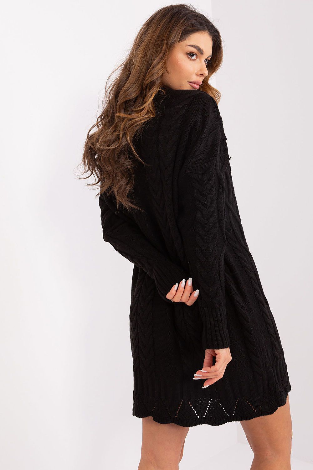 Elegant Midi Daydress In Unique Textured Fabric With Long Sleeves By Rue Paris