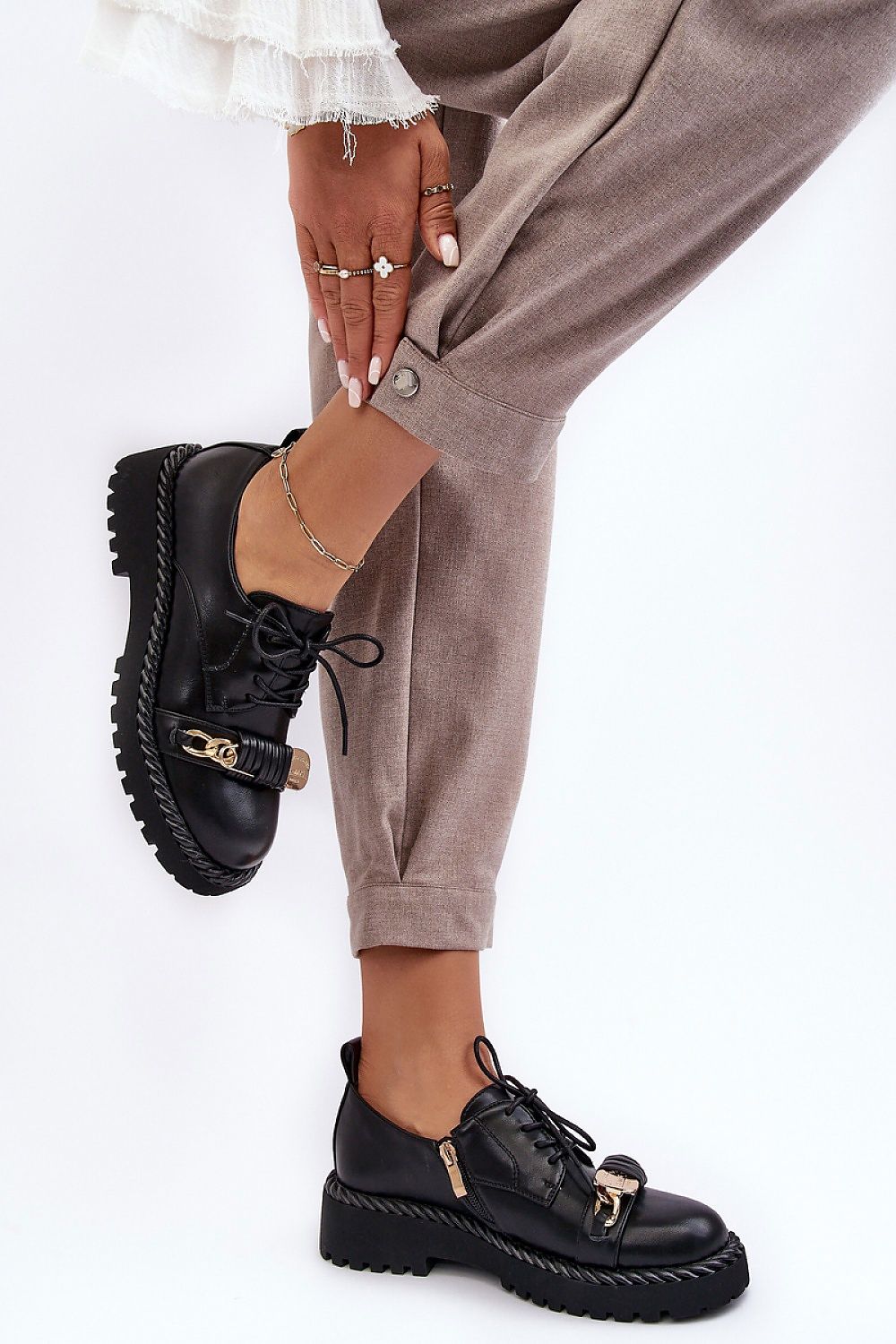 Elegant Women's Eco Leather Half Shoes with Flat Heel and Side Zip - Comfortable Stylish Footwear