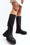 Elegant Women's Thigh-High Eco Leather Boots with Comfort Fur Insulation - Style & Warmth