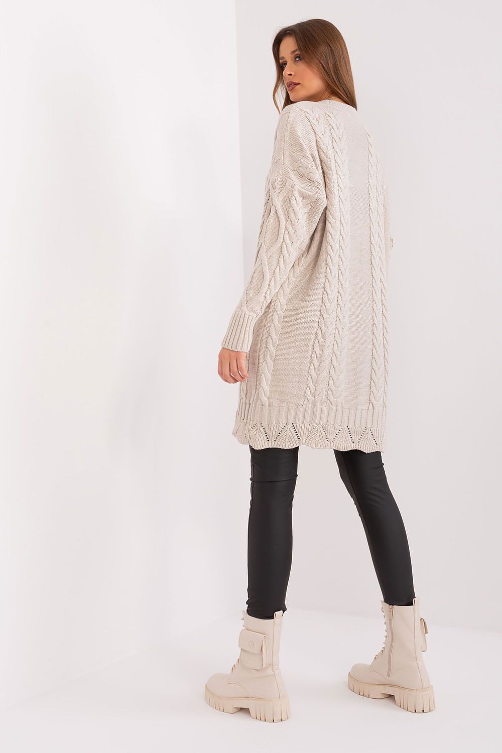 Elegant Midi Daydress In Unique Textured Fabric With Long Sleeves By Rue Paris