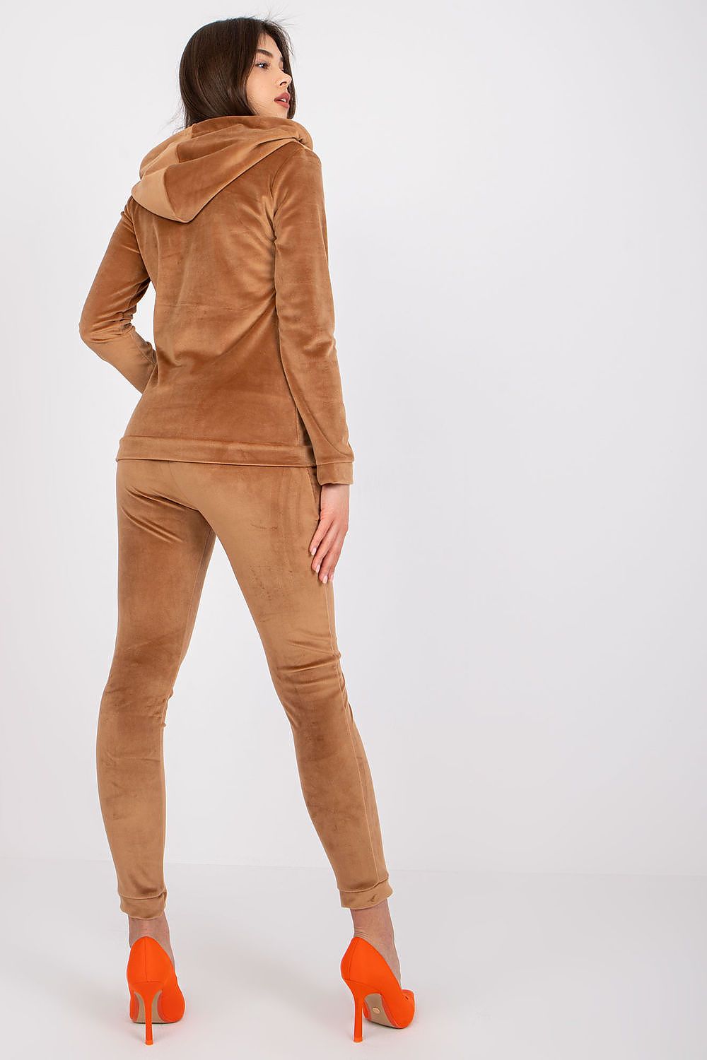 Luxurious Velour Loungewear Set: Hooded Sweatshirt & Long Pants with Pockets