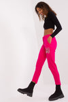 Elegant Women's Cotton Blend Tracksuit Trousers with High Waist and Rhinestone Detailing