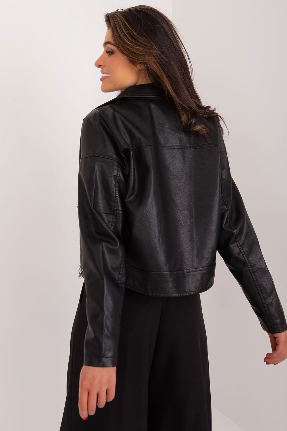 Luxury Short Ramon Jacket in Ecological Leather with Zippered Pockets | Sizes S-XXL