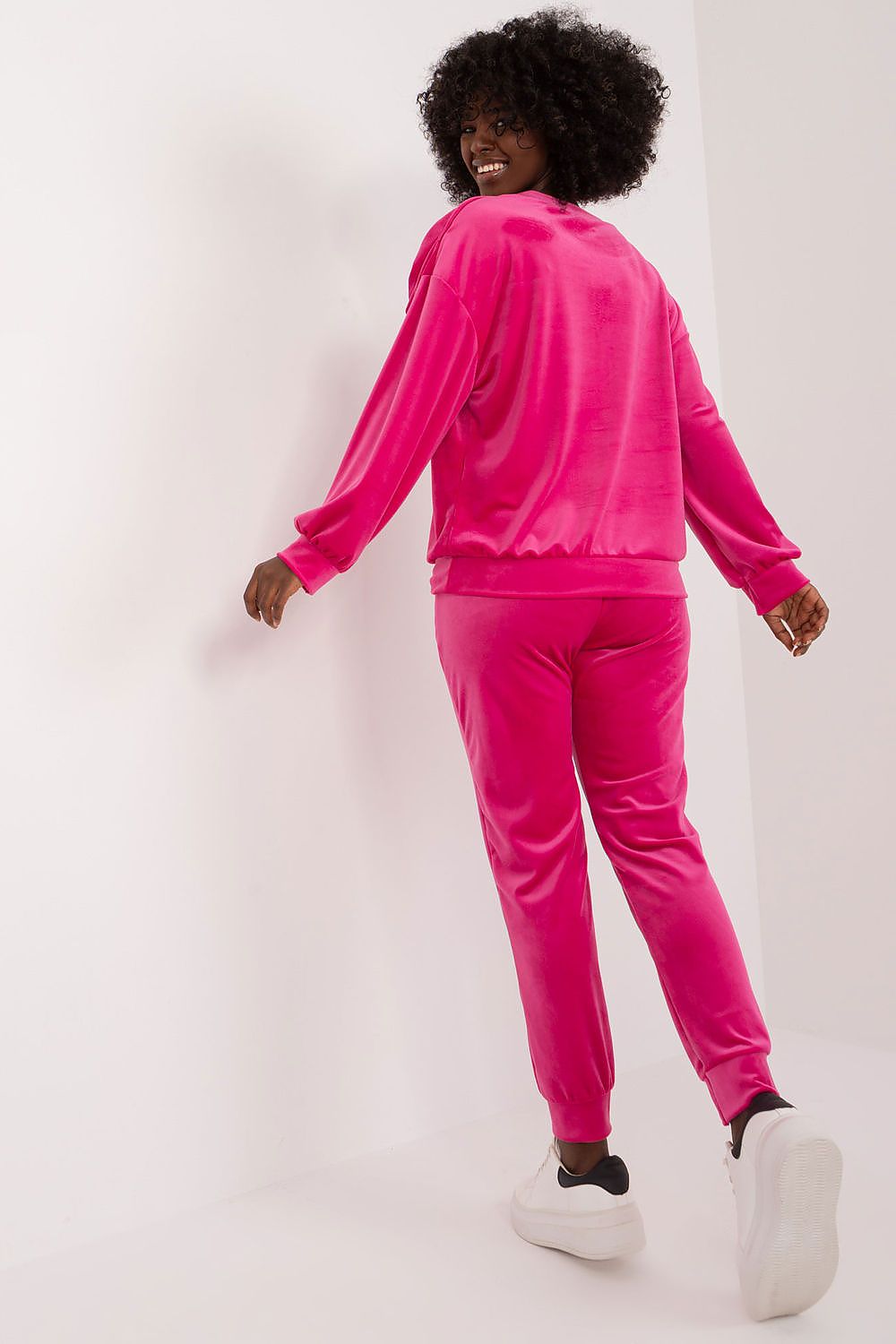 Italy Moda Velour 2-Piece Sweatshirt And Pants Set With Drawstrings And Bow Detail, Elegant Comfort