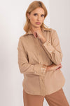 Elegant Long Sleeve Cotton Shirt with Embroidered Flowers and Zircons - Lakerta Classic Style for Women
