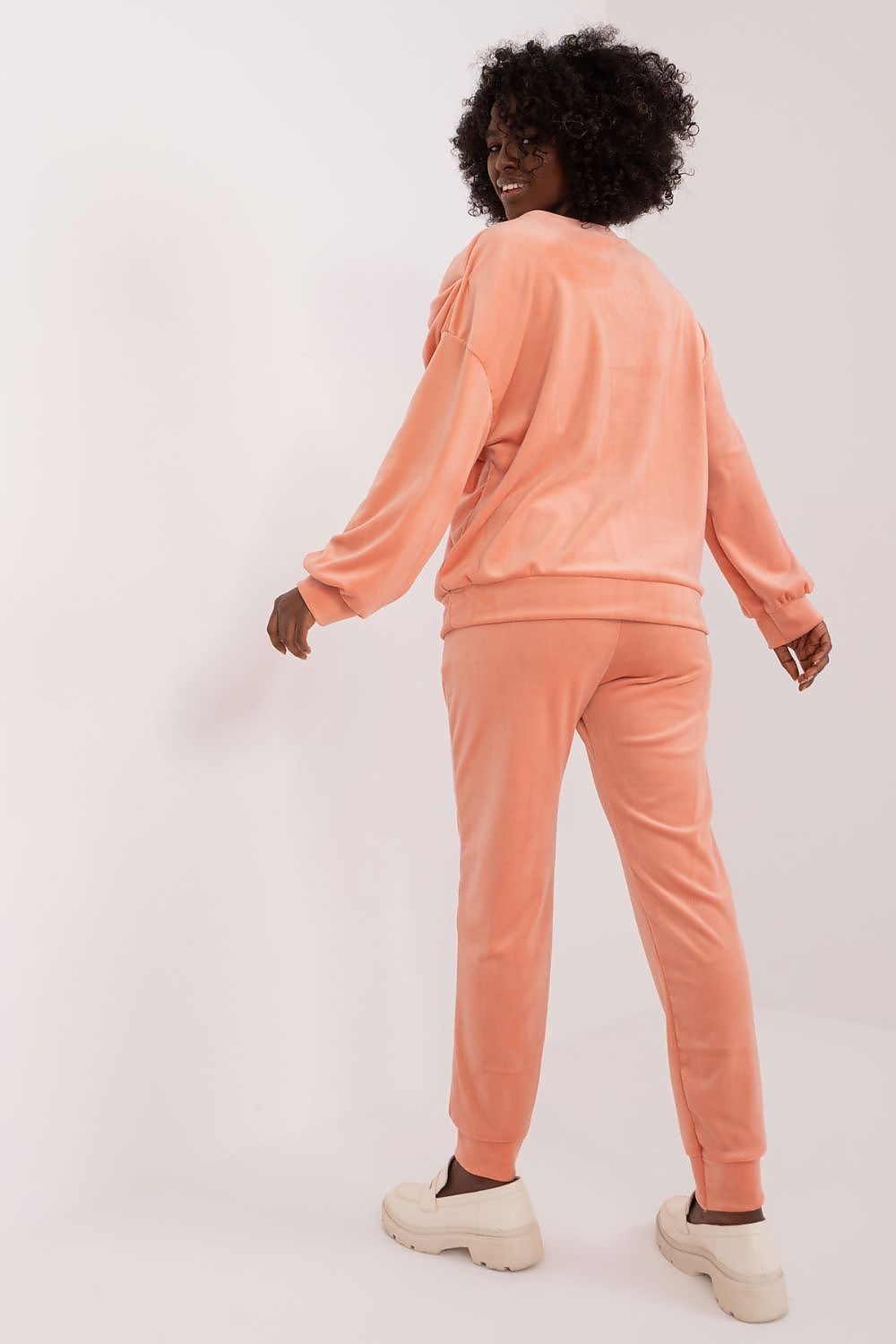 Italy Moda Velour 2-Piece Sweatshirt And Pants Set With Drawstrings And Bow Detail, Elegant Comfort
