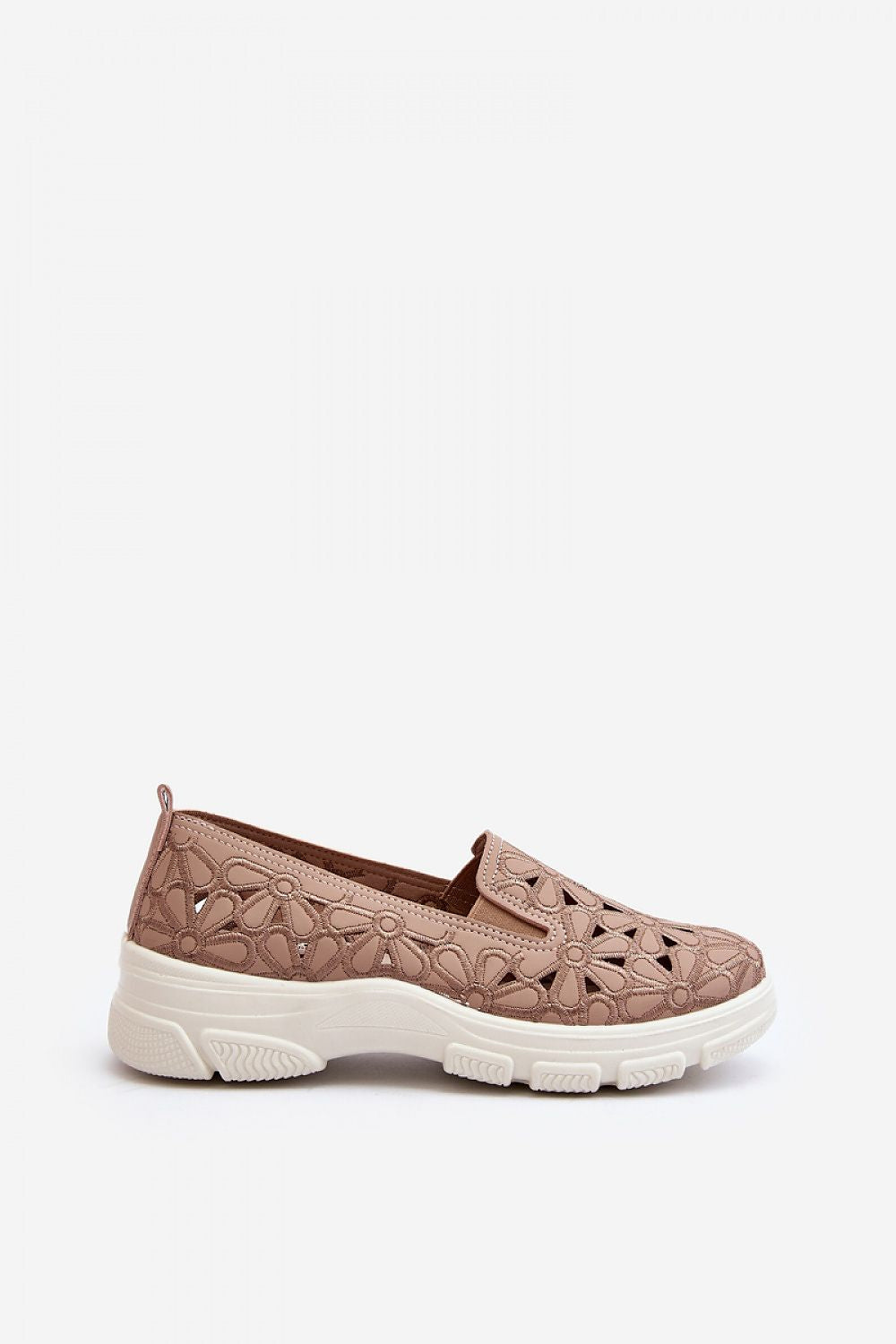 Luxury Eco Leather Women's Half Shoes with Floral Openwork - Comfort Slip-On Design