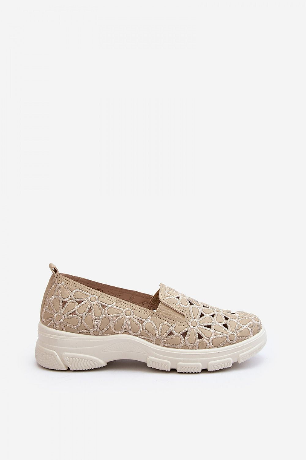 Luxury Eco Leather Women's Half Shoes with Floral Openwork - Comfort Slip-On Design