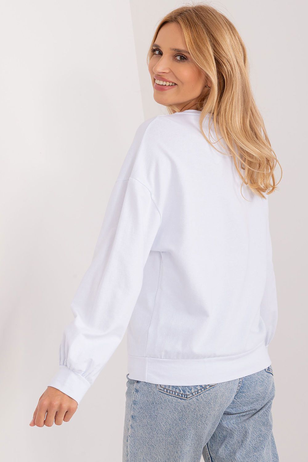 Italy Moda Floral Print Casual Sweatshirt in Soft Cotton for Effortless Style and Comfort