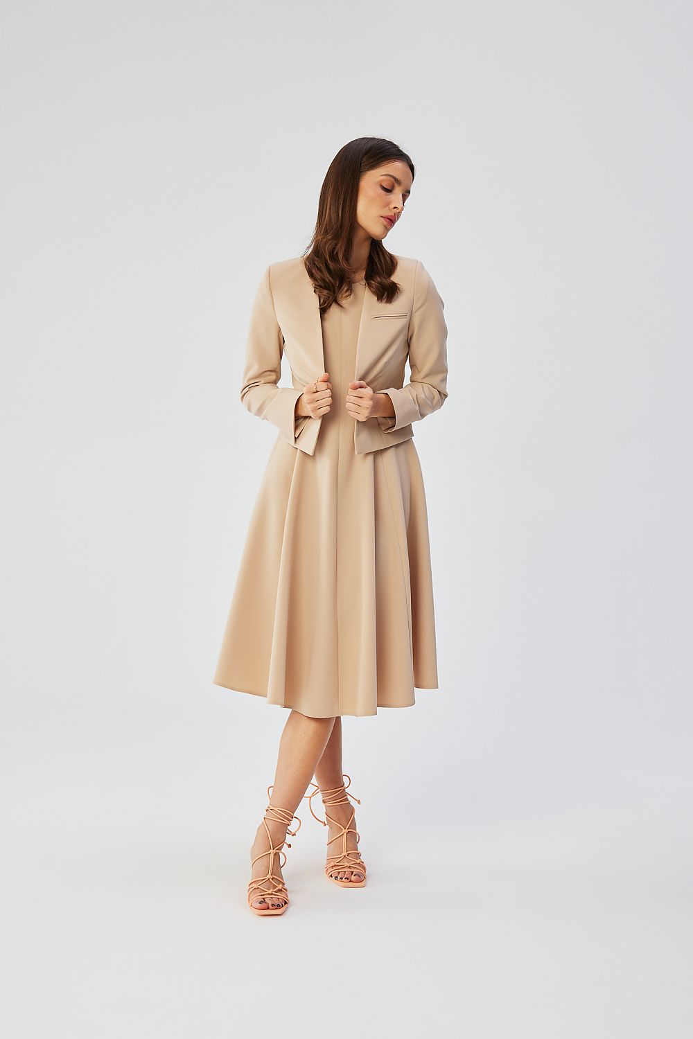 Stylove Polish Sleeveless Daydress With Fitted Cut, Side Pockets, And Elegant Dual Neckline, Sizes S-XXL