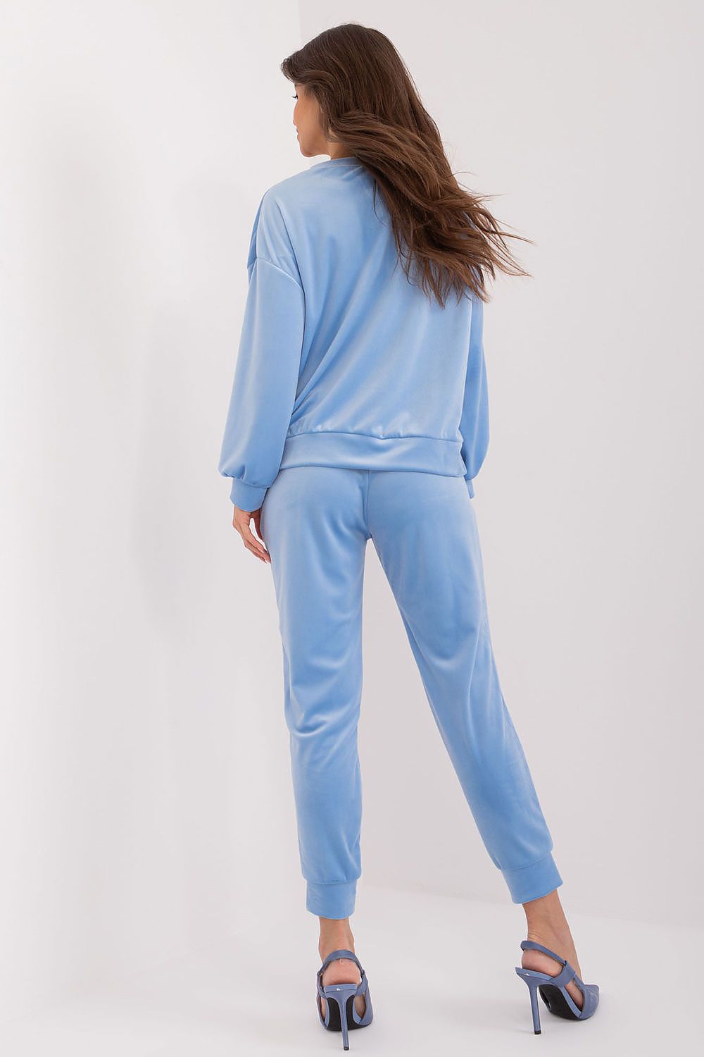 Luxury Velour 2-Piece Set: Adjustable Waist Tie Sweatshirt & High Waist Pants by Italy Moda