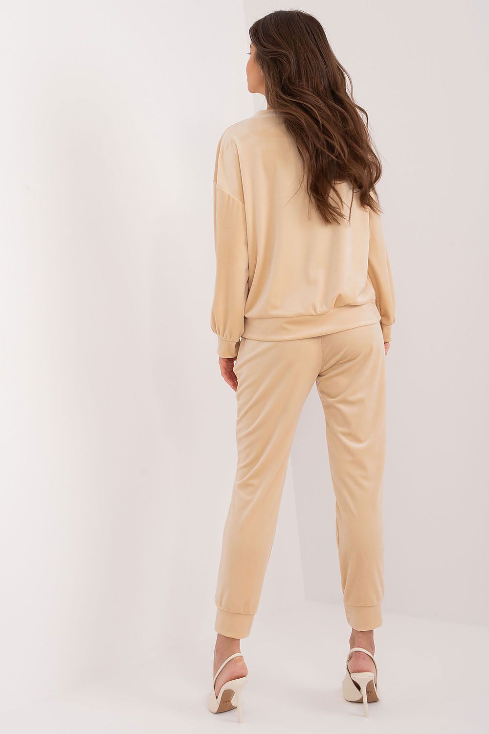 Luxury Velour 2-Piece Set: Adjustable Waist Tie Sweatshirt & High Waist Pants by Italy Moda