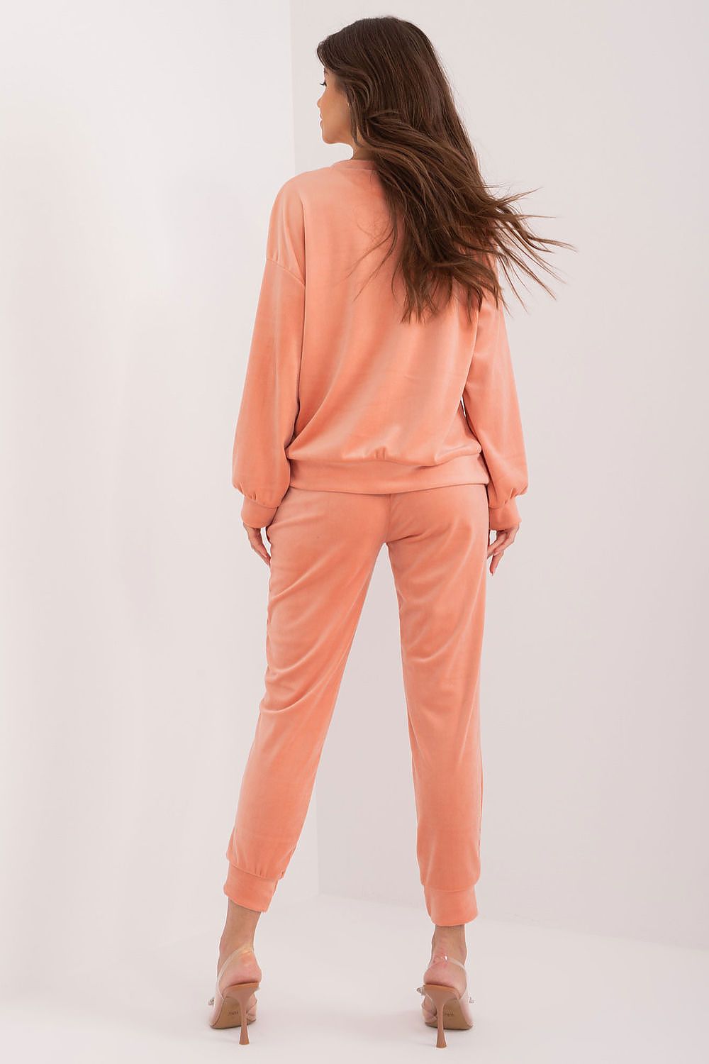 Luxury Velour 2-Piece Set: Adjustable Waist Tie Sweatshirt & High Waist Pants by Italy Moda