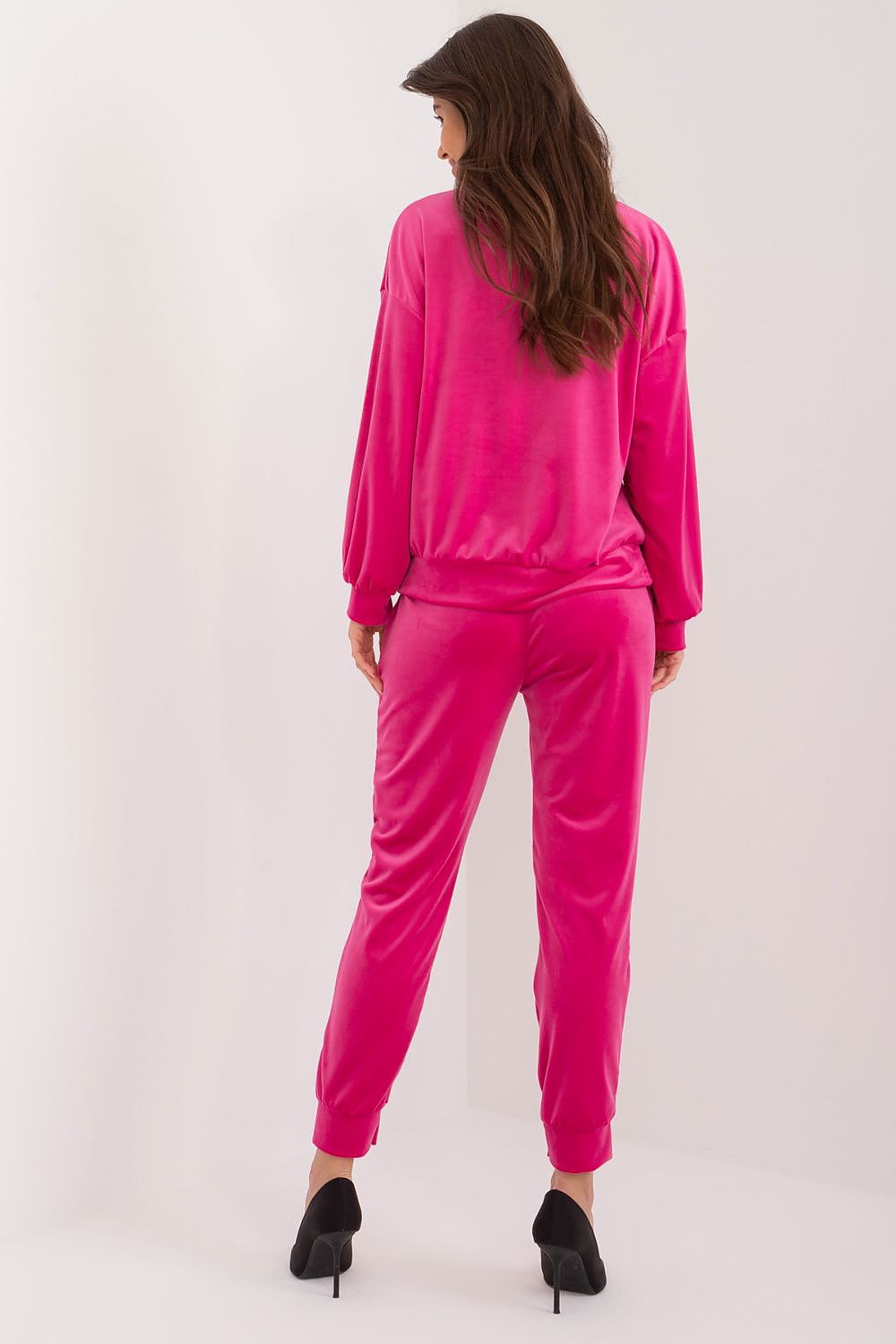 Luxury Velour 2-Piece Set: Adjustable Waist Tie Sweatshirt & High Waist Pants by Italy Moda