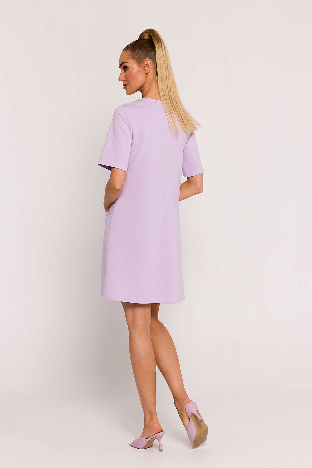 Moe A-Line Knit Dress with Pockets – Elegant Short Sleeve Summer Fashion in Premium Cotton Blend