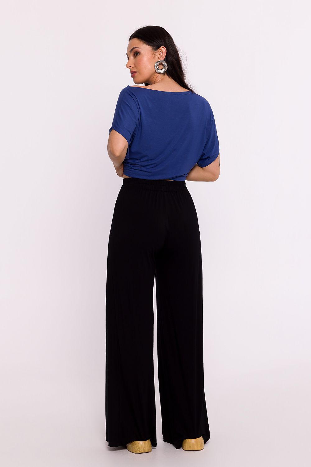 Elegant Women's Viscose Knit Trousers With Elastic Waistband - Stylish Comfort In Every Occasion