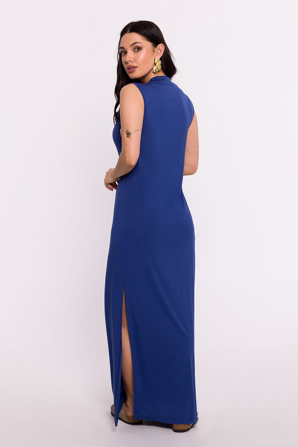 Elegant Polish Maxi Dress by BeWear | V-Neckline, Comfortable Fit, Side Slit