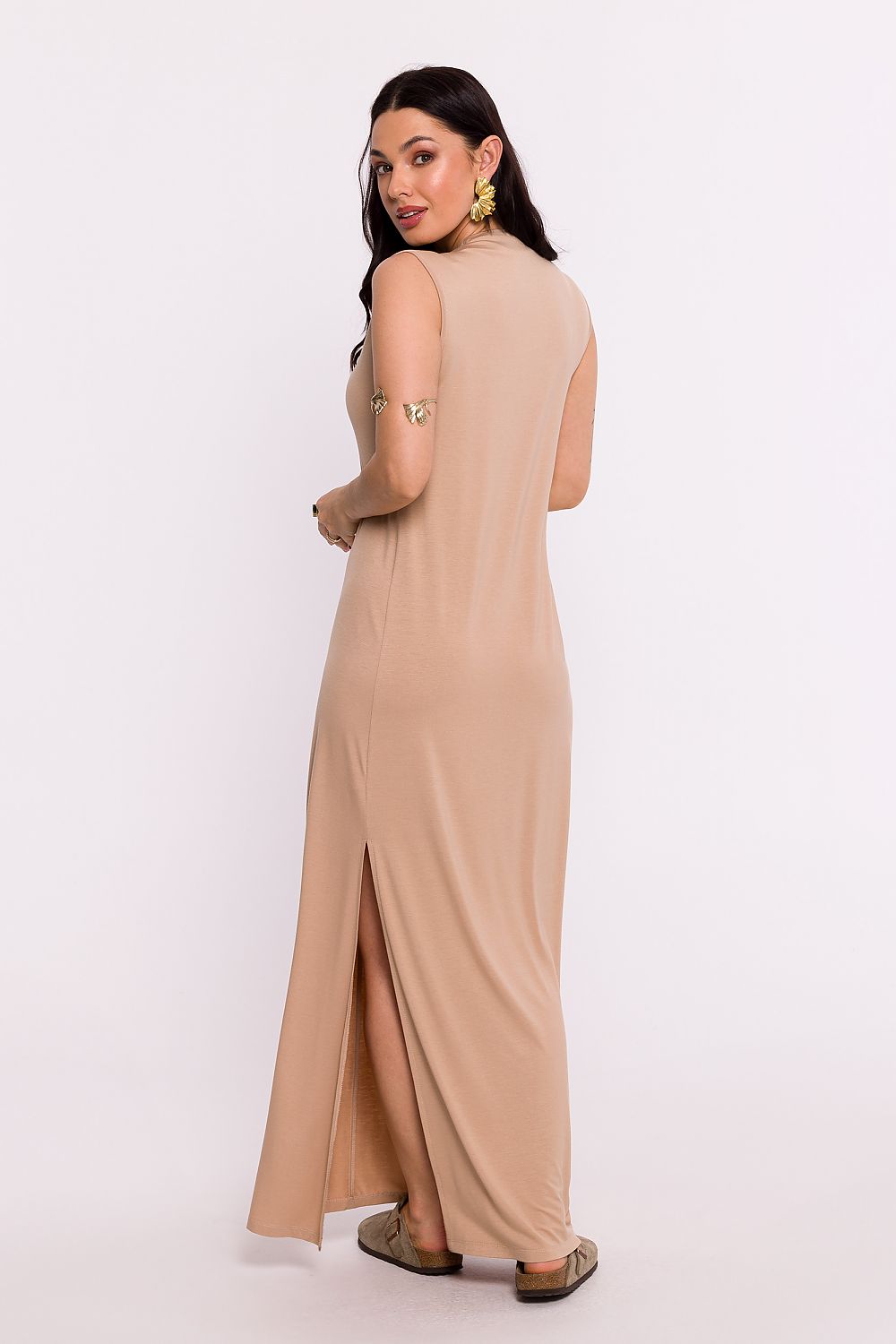 Elegant Polish Maxi Dress by BeWear | V-Neckline, Comfortable Fit, Side Slit