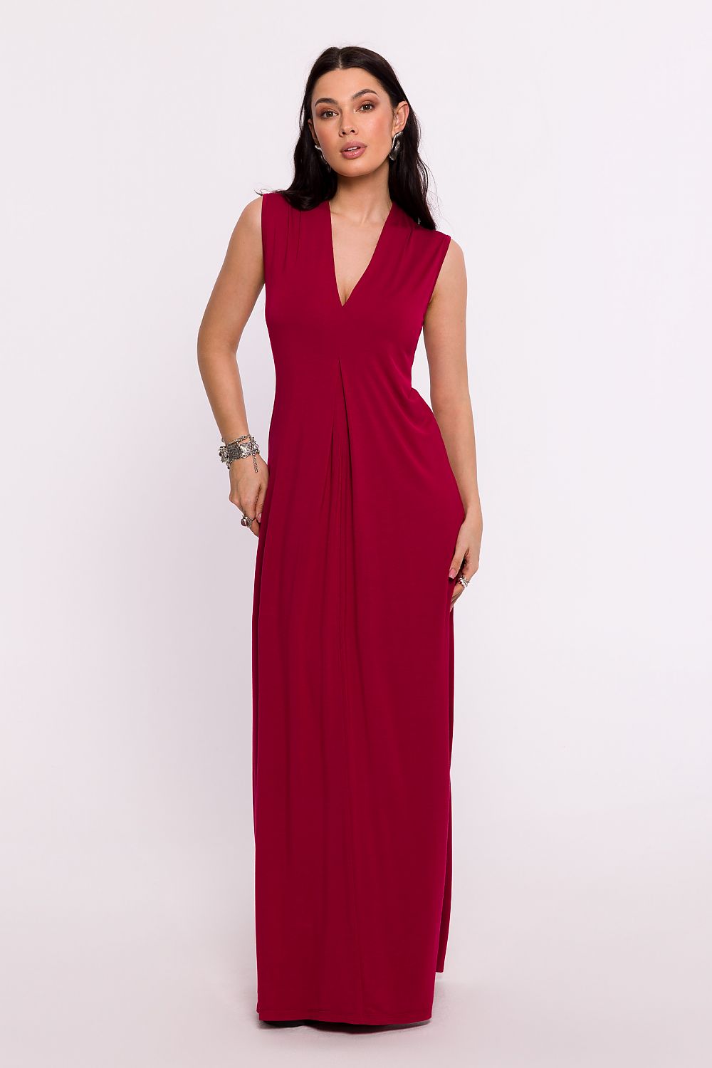 Elegant Polish Maxi Dress by BeWear | V-Neckline, Comfortable Fit, Side Slit