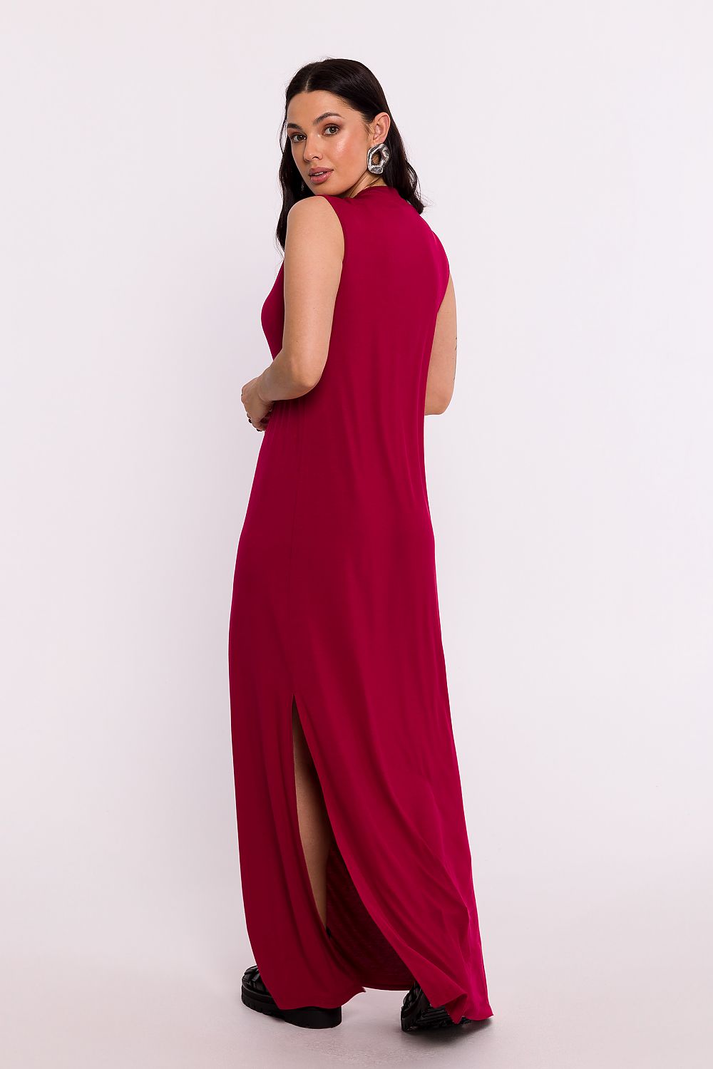 Elegant Polish Maxi Dress by BeWear | V-Neckline, Comfortable Fit, Side Slit