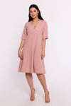Elegant BeWear Daydress in Light Polyester with Pockets and Short Sleeves - Polish Design