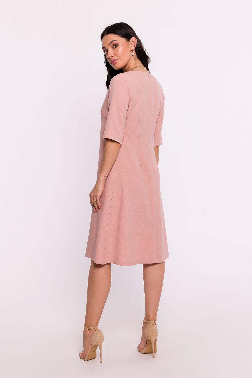 Elegant BeWear Daydress in Light Polyester with Pockets and Short Sleeves - Polish Design