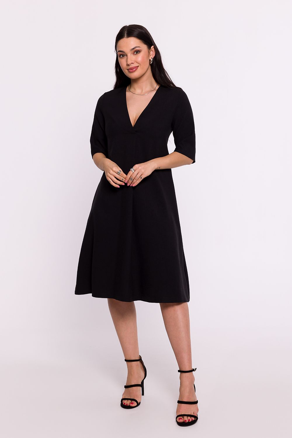 Elegant BeWear Daydress in Light Polyester with Pockets and Short Sleeves - Polish Design