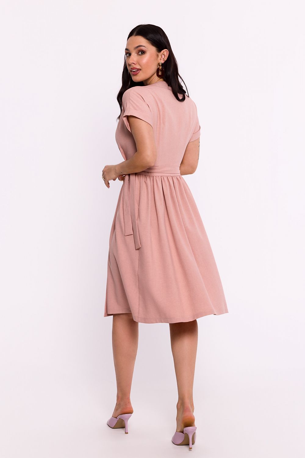 BeWear Elegant Polish Daydress - Feminine Envelope Design with Adjustable Waist and Flared Bottom