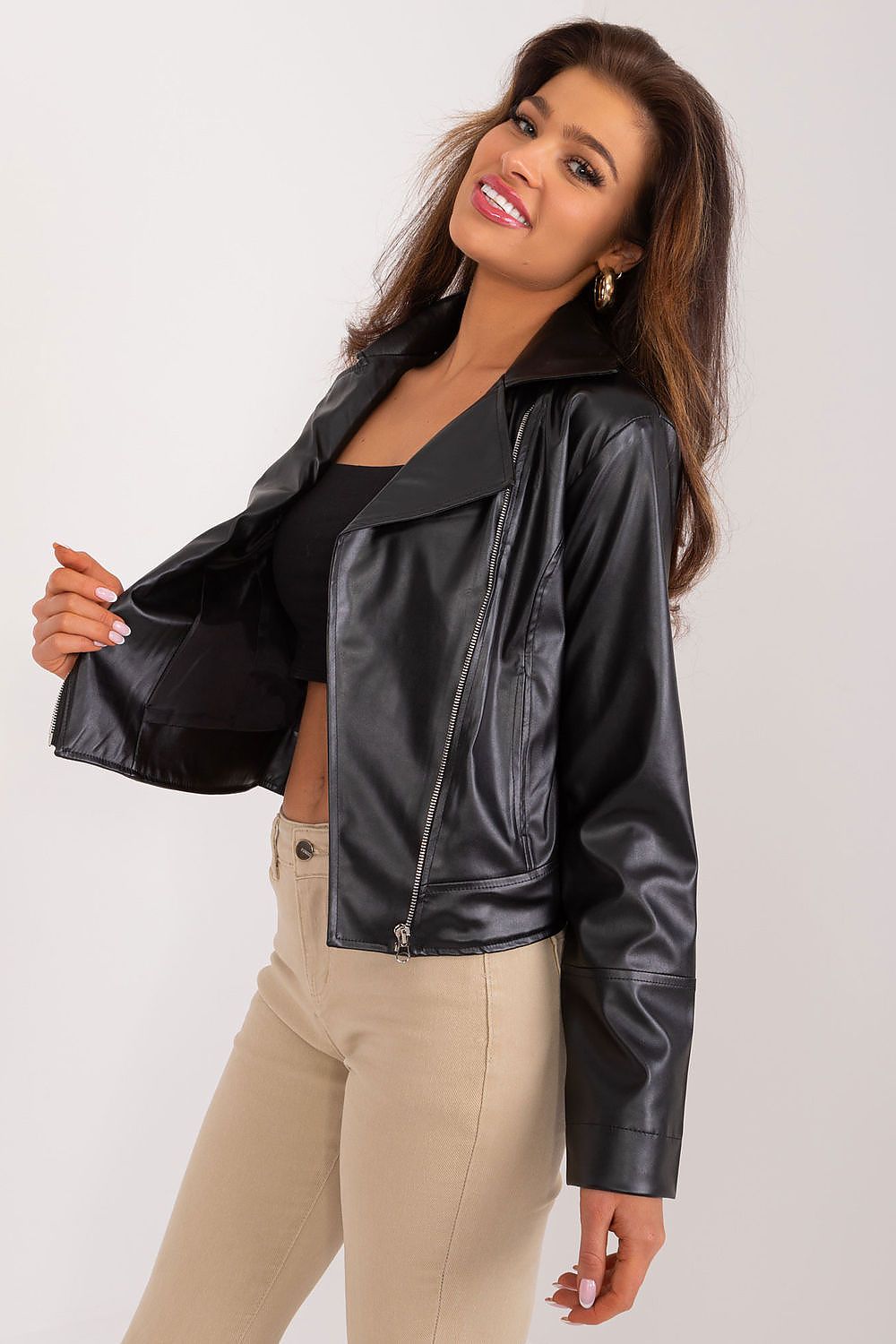 Lakerta Eco-Leather Jacket - Stylish Casual Transitional Jacket with Elegant Lapels and Pockets