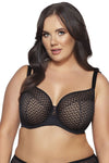 Ava Innesa 2102 Semi-Padded Bra - Elegant Beige & Black Zig-Zag Lace Design, Perfect Support