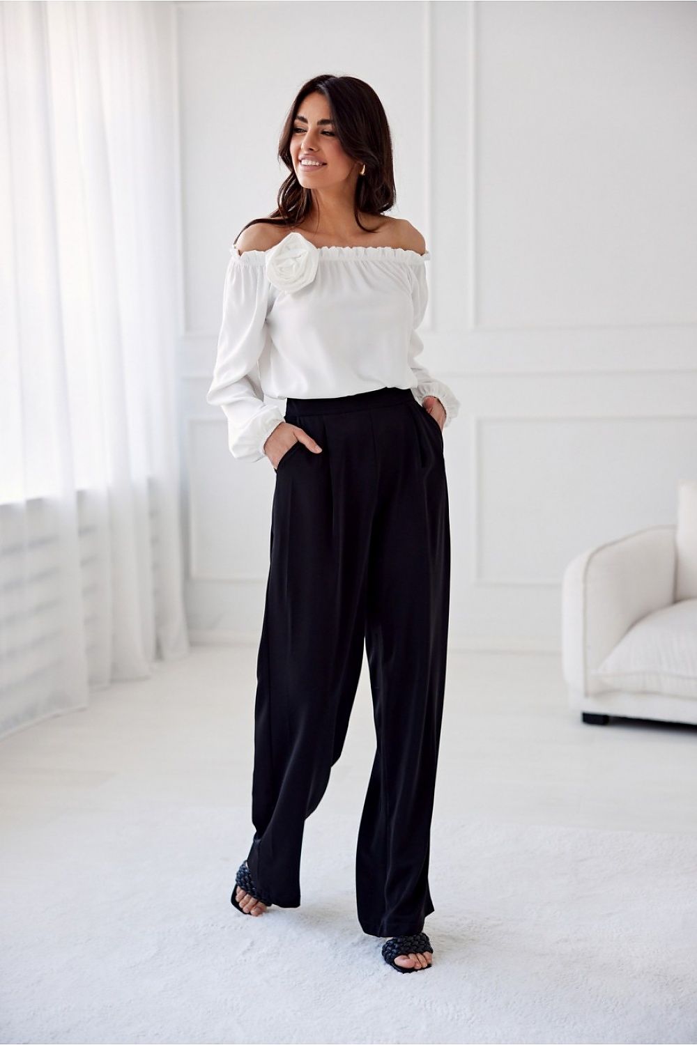 Alaya women's trousers by roco fashion | high-waisted wid...