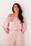 Elegant rosie satin blouse with spanish-style neckline an...