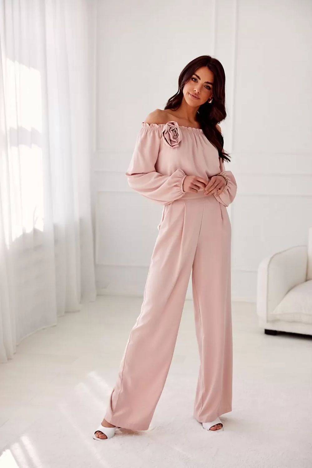 Elegant rosie satin blouse with spanish-style neckline an...